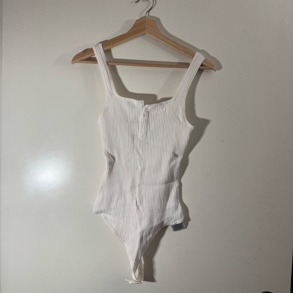 White Ribbed Bodysuit